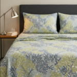 King Size Abstract Foliage Cotton Bedsheet with Pillow Covers