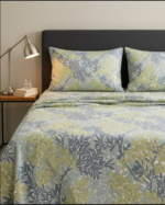 King Size Abstract Foliage Cotton Bedsheet with Pillow Covers