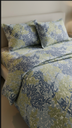 King Size Abstract Foliage Cotton Bedsheet with Pillow Covers - Image 3