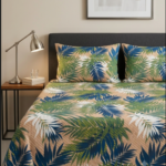 King Size Tropical Printed Cotton Bedsheet with Pillow Covers