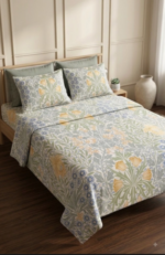 Soft Cotton Floral Print King Size Bedsheet – Elegant Botanical Design