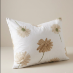 Floral Printed Bedsheet | White Beige Flower Design | Bedeasia - Image 3