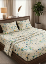 King Size Colorful Abstract Printed Cotton Bedsheet with Pillow Covers - Image 3