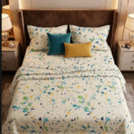 King Size Colorful Abstract Printed Cotton Bedsheet with Pillow Covers