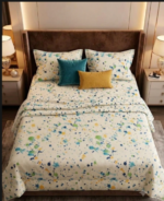 King Size Colorful Abstract Printed Cotton Bedsheet with Pillow Covers