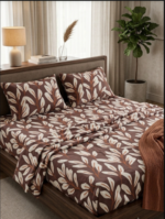 Cotton Leaf Print King Size Bedsheet 99 × 96 Inches | Bedeasia - Image 5