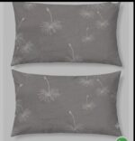 Bedeasia grey dandelion printed cotton king size bedsheet with matching pillow covers
