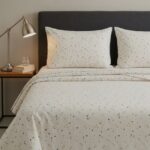 Bedeasia off white cotton bedsheet set with multicolored confetti dash print