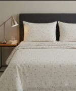 Bedeasia off white cotton bedsheet set with multicolored confetti dash print