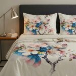 Bedeasia floral blossom cotton king size bedsheet with matching pillow covers on bed