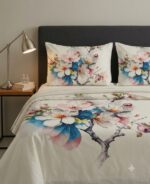Bedeasia floral blossom cotton king size bedsheet with matching pillow covers on bed