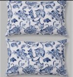 Bedeasia blue floral printed cotton king size bedsheet set on bed